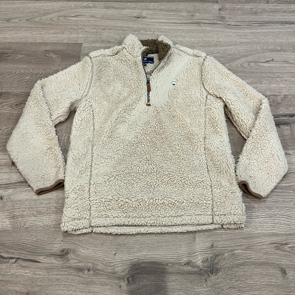 The Southern Shirt Co. Sherpa Pullover with Pockets in Oyster size Small